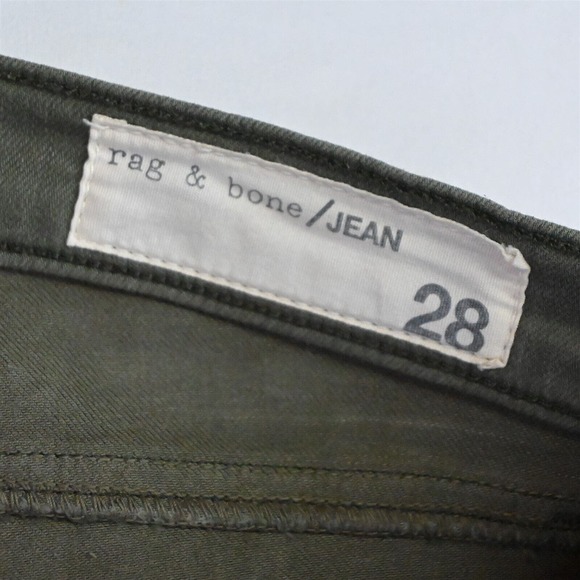 Reg + Bone 28 Mid Rise Skinny Dark Green Stretch Denim Jeans - Picture 3 of 5